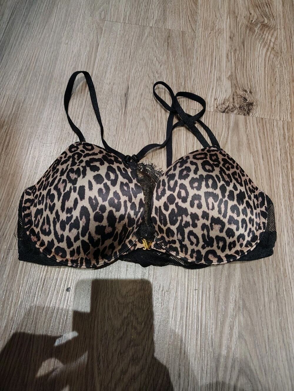 Victoria's Secret Leopard Print Push-Up Bra in Black and Tan